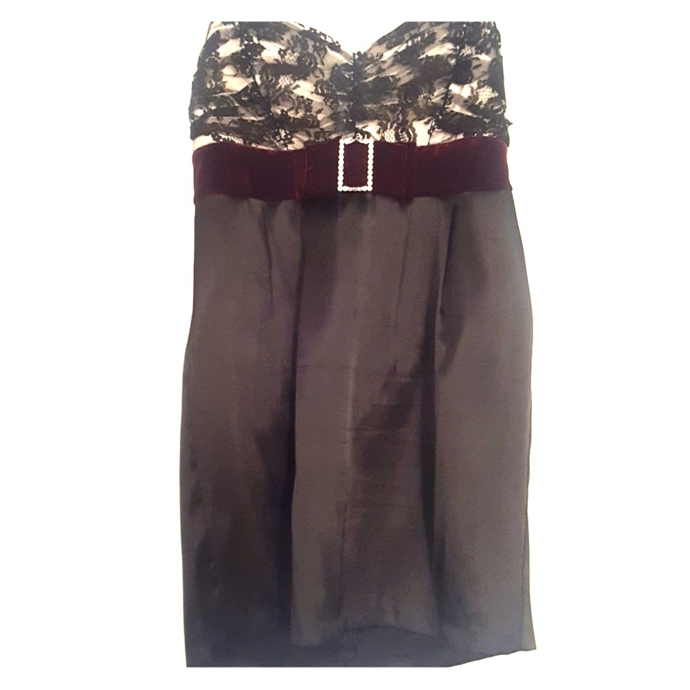 Beautiful black, cream and burgundy mini dress